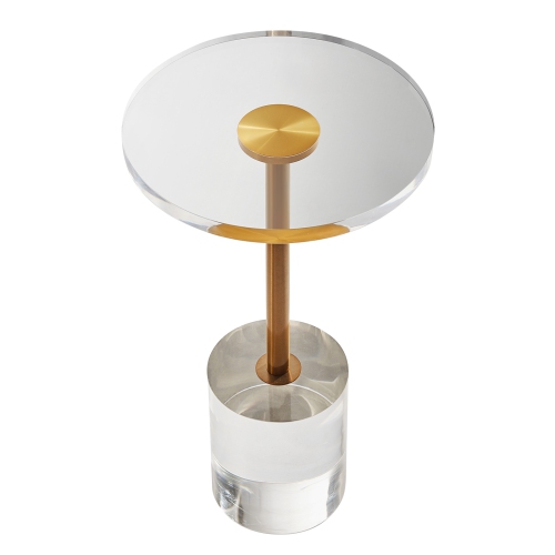 VEVOR 11.9 x 11.9 inch Clear Acrylic End Table, Acrylic Side Table with a Solid Base, Round Tabletop, 21.4in High, for Coffee, Drink, Snack used in