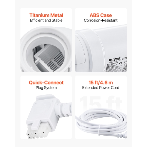 VEVOR Salt Water Chlorinator System, Fits for Hayward W3T-Cell-15, Pool Cell Salt Water System for In-Ground Swimming Pools up to 40,000 Gallons, 15