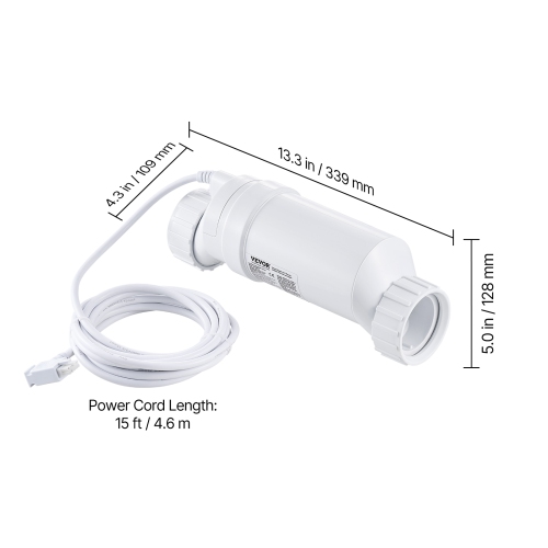 VEVOR Salt Water Chlorinator System, Fits for Hayward W3T-Cell-15, Pool Cell Salt Water System for In-Ground Swimming Pools up to 40,000 Gallons, 15