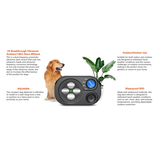 New automatic ultrasonic bark stopper, dog training device, anti-barking, safe bark stopper - white and gray with three-level intelligent sensitivity