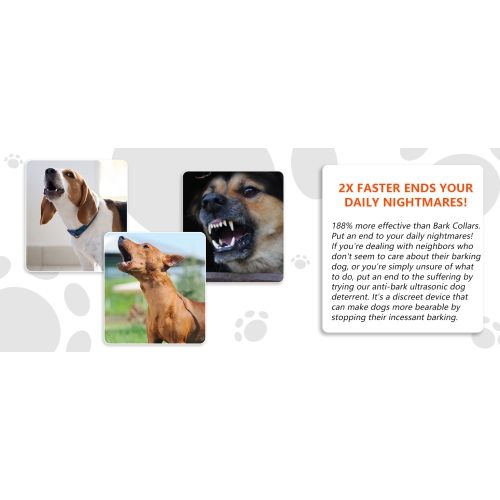 New Automatic Ultrasonic Bark Stopper, Dog Training Device, Anti-Barking, Safety Bark Stopper - Black with Three-Level Intelligent Sensitivity