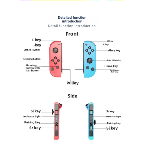 Switch controller game controller left and right wireless Bluetooth controller with one-button wake-up Joycon dual vibration motor- Vermillion +