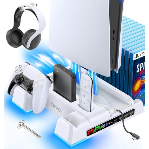 Station de refroidissement ultramince PS5 PROTAL Socle de chargement pour manette de jeu PS5 Accessoires pour station de chargement, support PS5 et