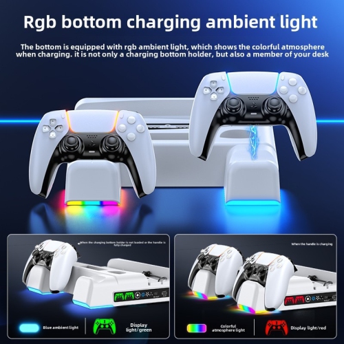 Station de refroidissement ultramince PS5 PROTAL Socle de chargement pour manette de jeu PS5 Accessoires pour station de chargement, support PS5 et
