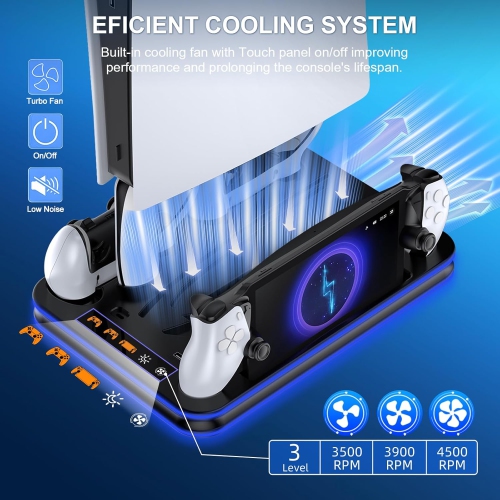PS5 Ultra-Thin Cooling Dock PS5 PROTAL Handheld Game Controller Charging Stand Stand Accessory PS5 Charging Dock Controller, PS5 Stand and Cooling