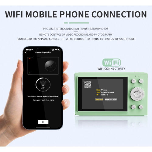 Appareil photo numérique 64 millions de pixels haute définition photo et vidéo campus CCD écran macro 2.8 pouces, - blanc + carte 32 g +