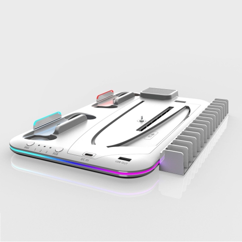 PS5 PRO console cooling base, PS5slim controller charging stand, game disc, headphone storage rack, dual charging stand - White