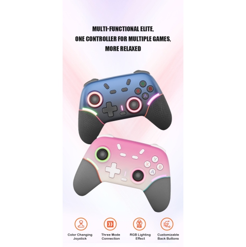 Switch Game Controller for Nintendo Switch 2 Wireless Controller with RGB Light and Back Button - Gradient Blue One Pack