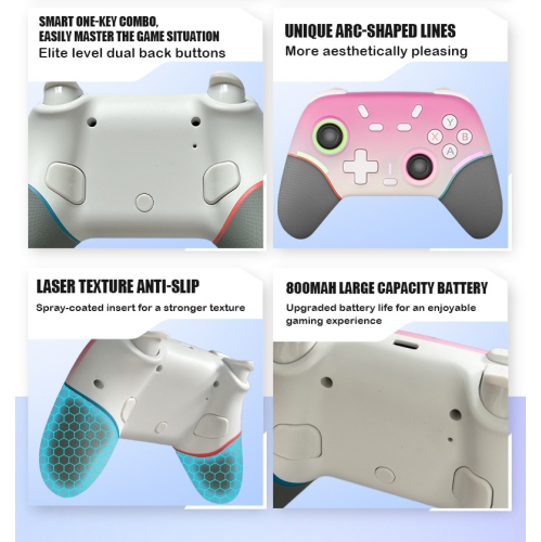 Switch Game Controller for Nintendo Switch 2 Wireless Controller with RGB Light and Back Button - Gradient Blue One Pack