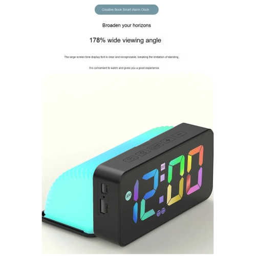 Smart creative book alarm clock voice-controlled energy-saving lighting LED clock USB charging silent running time does not disturb sleep alarm clock