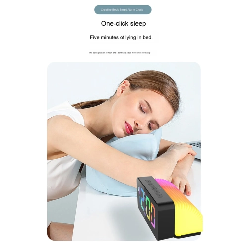 Smart creative book alarm clock voice-controlled energy-saving lighting LED clock USB charging silent running time does not disturb sleep alarm clock