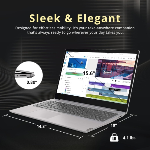 Refurbished - Lenovo IdeaPad 15.6" FHD Laptop, AMD Ryzen 3 3200U, 256GB PCIe SSD, 8GB DDR4 RAM, AMD Radeon Graphics, Numeric Keypad, Dolby Audio, Win