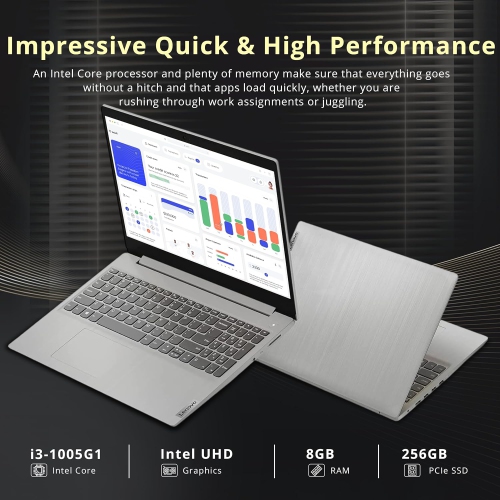 Refurbished - Lenovo IdeaPad 3i 15.6" FHD Business Laptop, Intel i3-1005G1, 256GB SSD, 8GB DDR4 RAM, Intel UHD Graphics, Number Pad, Windows 10 S,