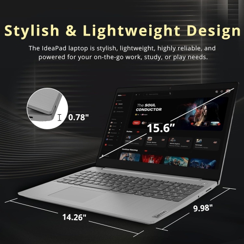 Refurbished - Lenovo IdeaPad 3i 15.6" FHD Business Laptop, Intel i3-1005G1, 256GB SSD, 8GB DDR4 RAM, Intel UHD Graphics, Number Pad, Windows 10 S,