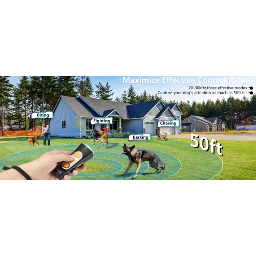 New product handheld four-head ultrasonic dog training device anti-barking safety stop barking dual-frequency switch - black