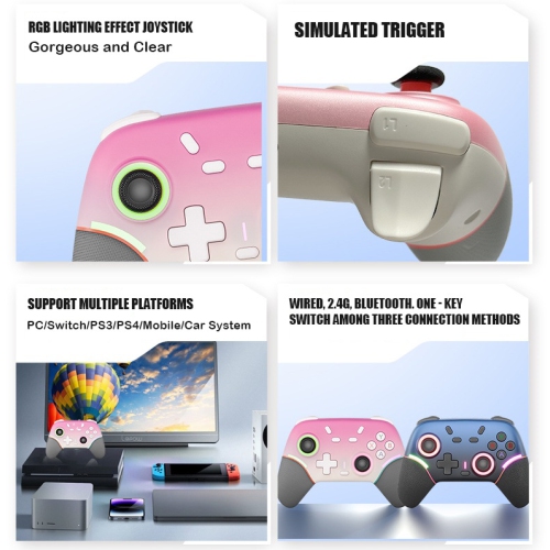 Switch Game Controller for Nintendo Switch 2 Wireless Controller with RGB Light and Back Button - Gradient Pink One Pack
