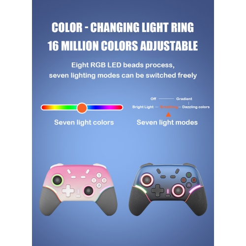 Switch Game Controller for Nintendo Switch 2 Wireless Controller with RGB Light and Back Button - Gradient Pink One Pack