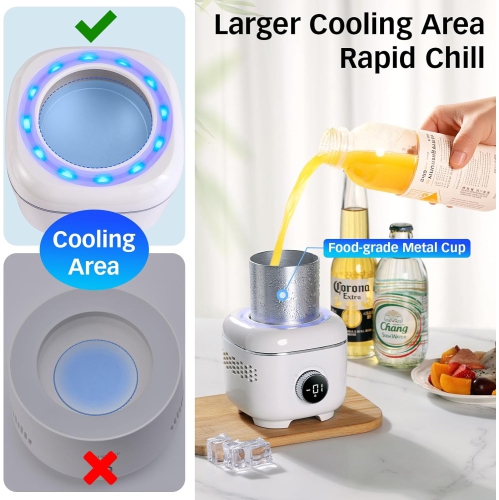 2 in 1 Smart Cooling Cup for Drinks,Cup Cooler and Warmer for Desktop,Small Can Cooler,Fast Cooling & Heating Cup for Coffee Milk Beer Chiller