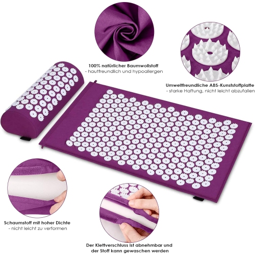 Acupressure Mat and Pillow Set- Relieves Your Stress of Lower Upper Back to Relieve Muscle Fatigue ,Massage Mat for Yoga Muscle Relaxation