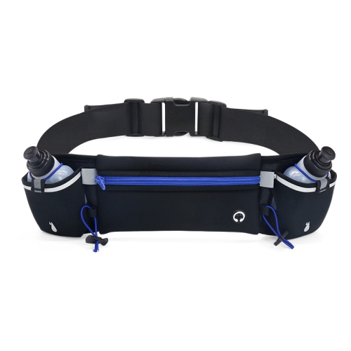 Outdoor running waist bag, sports water bottle, mobile phone integrated bag, fitness waist bag, breathable and wear-resistant, up to 150CM-blue waist