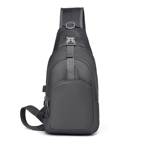 Casual men's and women's chest bag multifunctional messenger bag light shoulder bag outdoor large capacity sports mobile phone bag - gray
