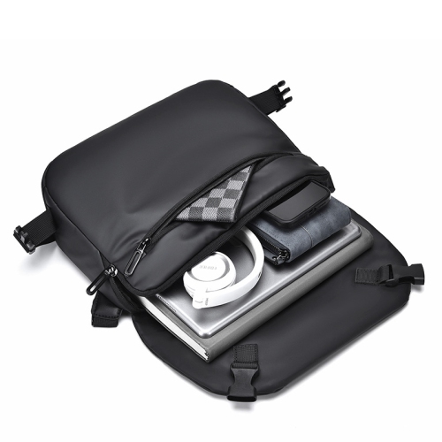 Crossbody bag, lightweight outdoor design + street fashion one-shoulder leisure, unisex crossbody bag waterproof large capacity - black