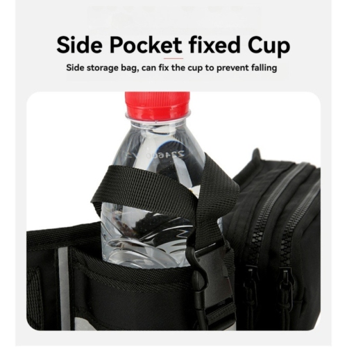 Multifunctional reflective sports bag | outdoor running and cycling waist bag | Oxford cloth wear-resistant water bottle chest bag - black