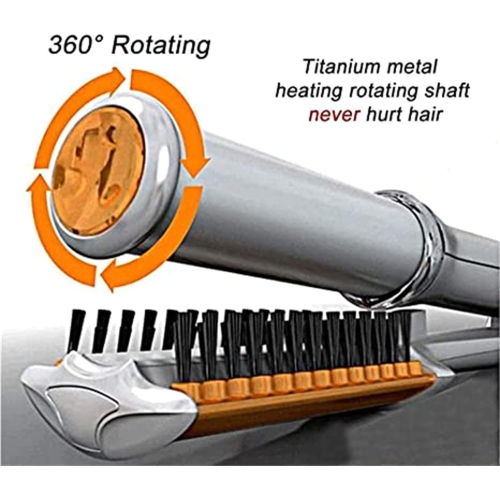 Fer à friser et à lisser 2 en 1, fer à friser rotatif portatif, outil de coiffure pour cheveux frisés et lissants