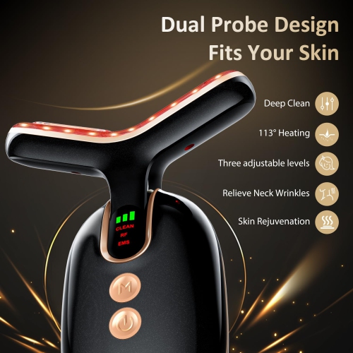 Red Light Facial Massager, Portable EMS Neck Massage Tool for Home Skin Care