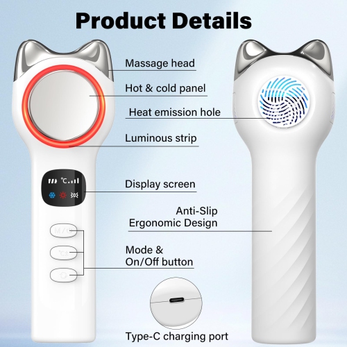 Red and Blue Light Facial Massager, Hot and Cold Facial Skin Care Tool for Tightening Skin and Promoting Absorption of Skin Care Products