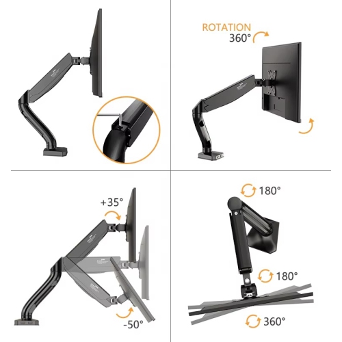 VESA Monitor Desk Mount with Articulating Arm | Adjustable Stand for 17” to 35” Screens, 360° Rotation, Supports Up to 22lbs
