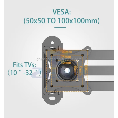 Support mural VESA articulé pivotant et inclinable pour moniteurs | Bras articulés réglables pour écrans de 10 à 32&nbsp;po, maximum VESA 100