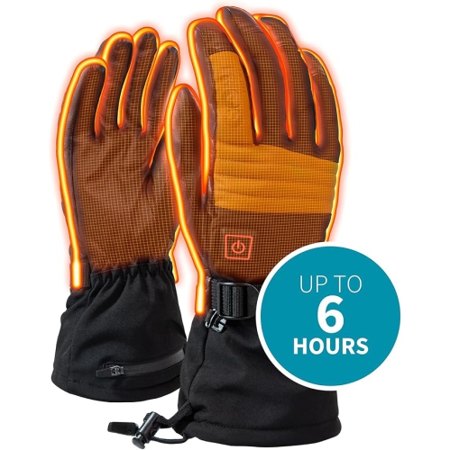 Vertex ll Heated Ski/Snowboard Gloves - 6 Hours of Heat | Battery and Charger Included | 3 Heat Settings | Heat Up and Around Each Finger - Small