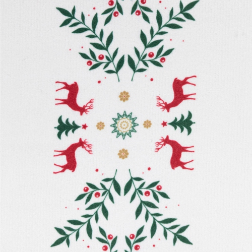Serviettes de cuisine de Noël en forme de renne et de flocons de neige - 26 po - Ensemble de 2