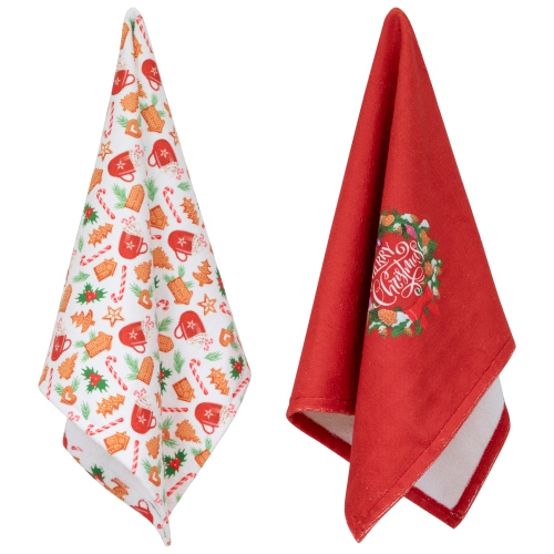 Serviettes à thé Merry Christmas Kitchen - 26 po - Ensemble de 2