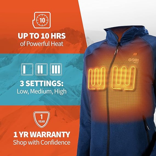 Apex Women's Heated Tech Hoodie - 10 hrs of Heat | With Battery & Charging Cable | Machine Washable