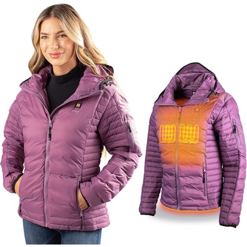 Veste matelassée chauffée Lita |9 heures de chaleur | Avec batterie et chargeur | Baie fard, très petit