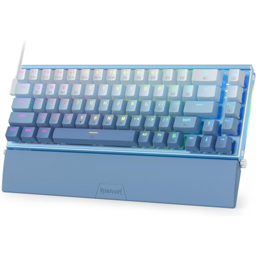 Redragon K641 65% Aluminum RGB Mechanical Keyboard, Wired 68 Keys w/ 3.5mm Sound Absorbing Foams, Detachable Wrist Rest, Gradient Keycaps, Upgraded