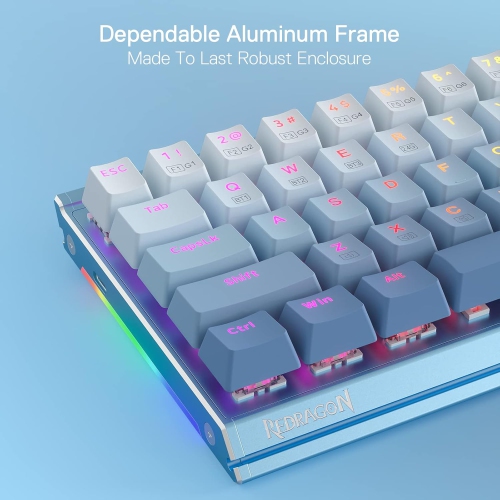 Redragon K641 65% Aluminum RGB Mechanical Keyboard, Wired 68 Keys w/ 3.5mm Sound Absorbing Foams, Detachable Wrist Rest, Gradient Keycaps, Upgraded