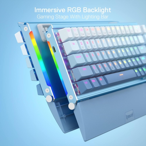 Redragon K641 65% Aluminum RGB Mechanical Keyboard, Wired 68 Keys w/ 3.5mm Sound Absorbing Foams, Detachable Wrist Rest, Gradient Keycaps, Upgraded