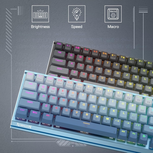 Redragon K641 65% Aluminum RGB Mechanical Keyboard, Wired 68 Keys w/ 3.5mm Sound Absorbing Foams, Detachable Wrist Rest, Gradient Keycaps, Upgraded