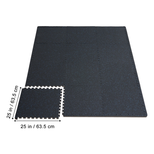 VEVOR 0.56in Thick Gym Floor Mats, 6 Tiles Rubber Top with EVA Foam, 25" x 25" Gym Workout Mats with 25 sq.ft Coverage, Interlocking Puzzle Gym Mats