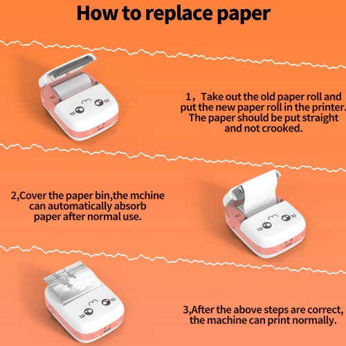Inkless Sticker Mini Pocket Thermal Printer 13 Rolls Thermal Paper,Suit for iOS Android APP
