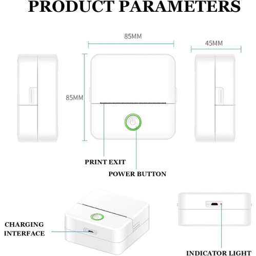 Mini Pocket Sticker Printer Bluetooth Wireless Connection Portable Sticker Maker for Learning, Note, Journal, DIY, Work