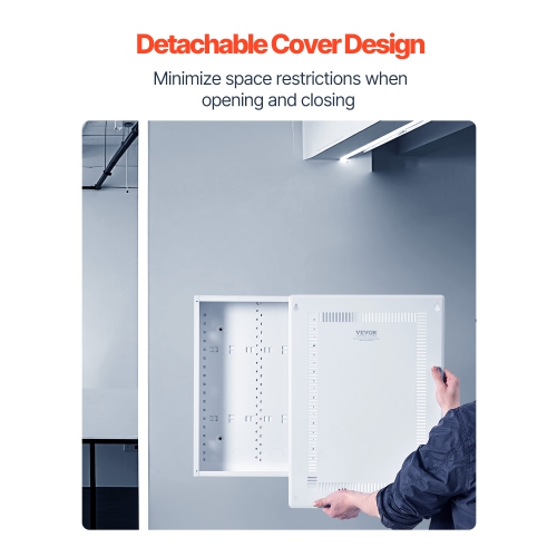 Boîtier multimédia structuré VEVOR de 20&nbsp;po, boîtier multimédia encastré avec couvercle, trousse de gestion de câbles mural, armoire multimédia,