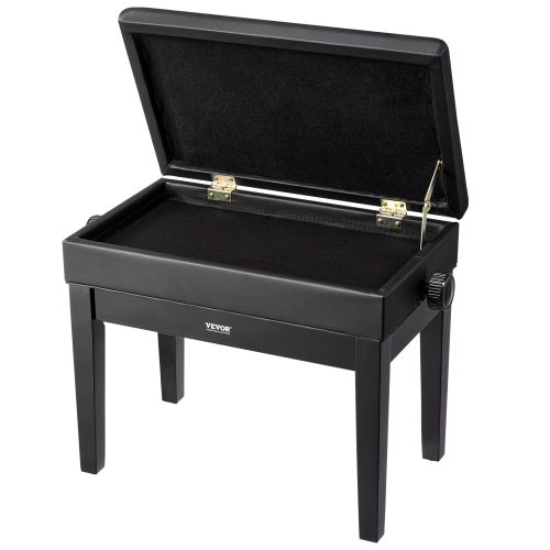 VEVOR 22" x 13" x 19.3" Piano Bench, Keyboard Piano Chair with 19.3"-22.8" Height, Padded Cushion, Storage Compartment for Music Books, Wooden Piano