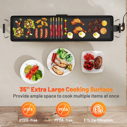 Gymax 35'' Extra Large Electric Griddle w/ Adjustable Temperature Thermostats Drip Tray