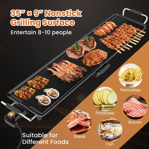 Gymax 35'' Extra Large Electric Griddle w/ Adjustable Temperature Thermostats Drip Tray