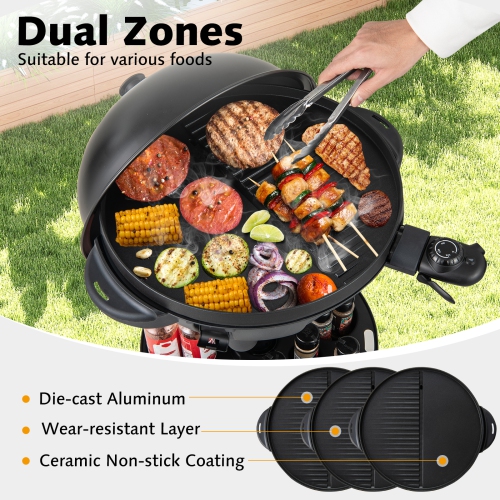 Gymax Indoor Outdoor Electric Grill w/ Non-stick Grill Plate Temperature Control