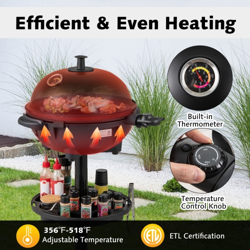 Gymax Indoor Outdoor Electric Grill w/ Non-stick Grill Plate Temperature Control
